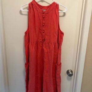Sleeveless Coral Button-Front Dress